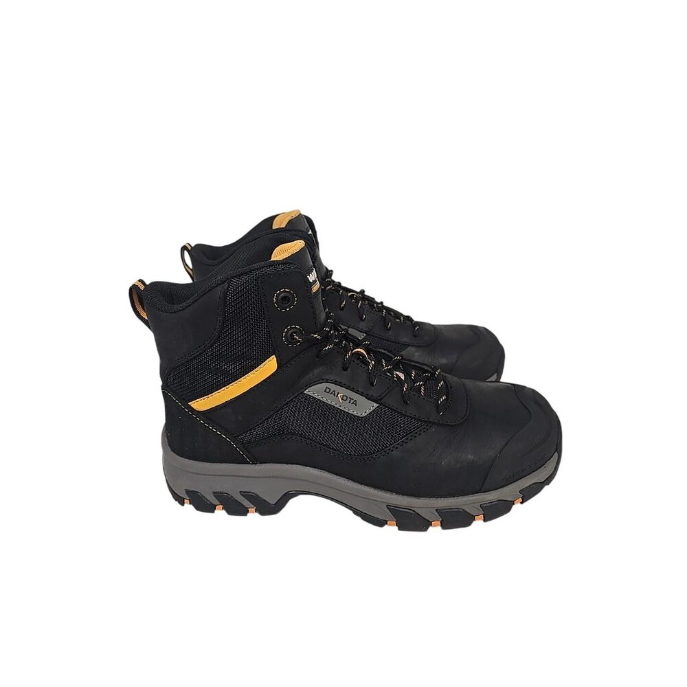 Dakota Men's Steel Toe Steel Plate Mid Cut Safety Hiker Boots 2401 Black 10.5W/L - Picture 2 of 8